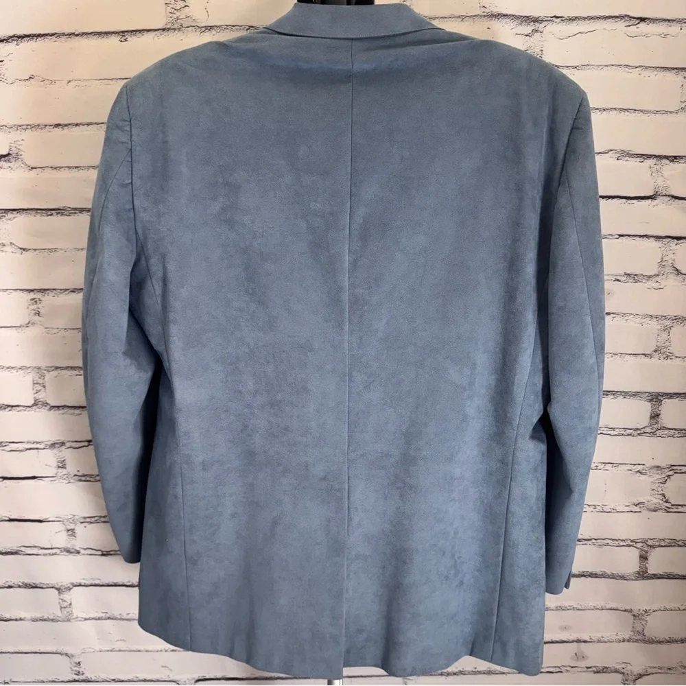 Vintage Ultrasuede Blue Blazer ACTWU‎ Union Made USA Oversized XL Minimalist